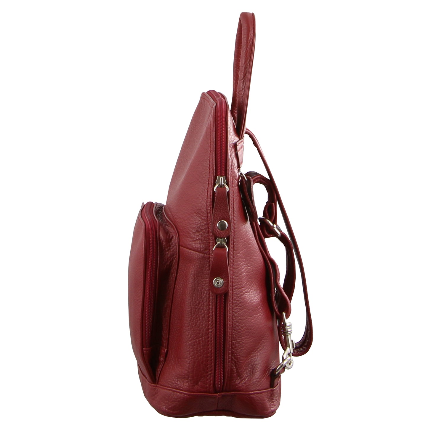 Milleni Womens Twin Zip Backpack Nappa Italian Leather Bag Travel - Red