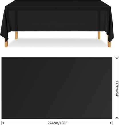 Table Cloth Cover Reusable & Washable Xmas Party 137cm x 274cm (54"x108") in Black