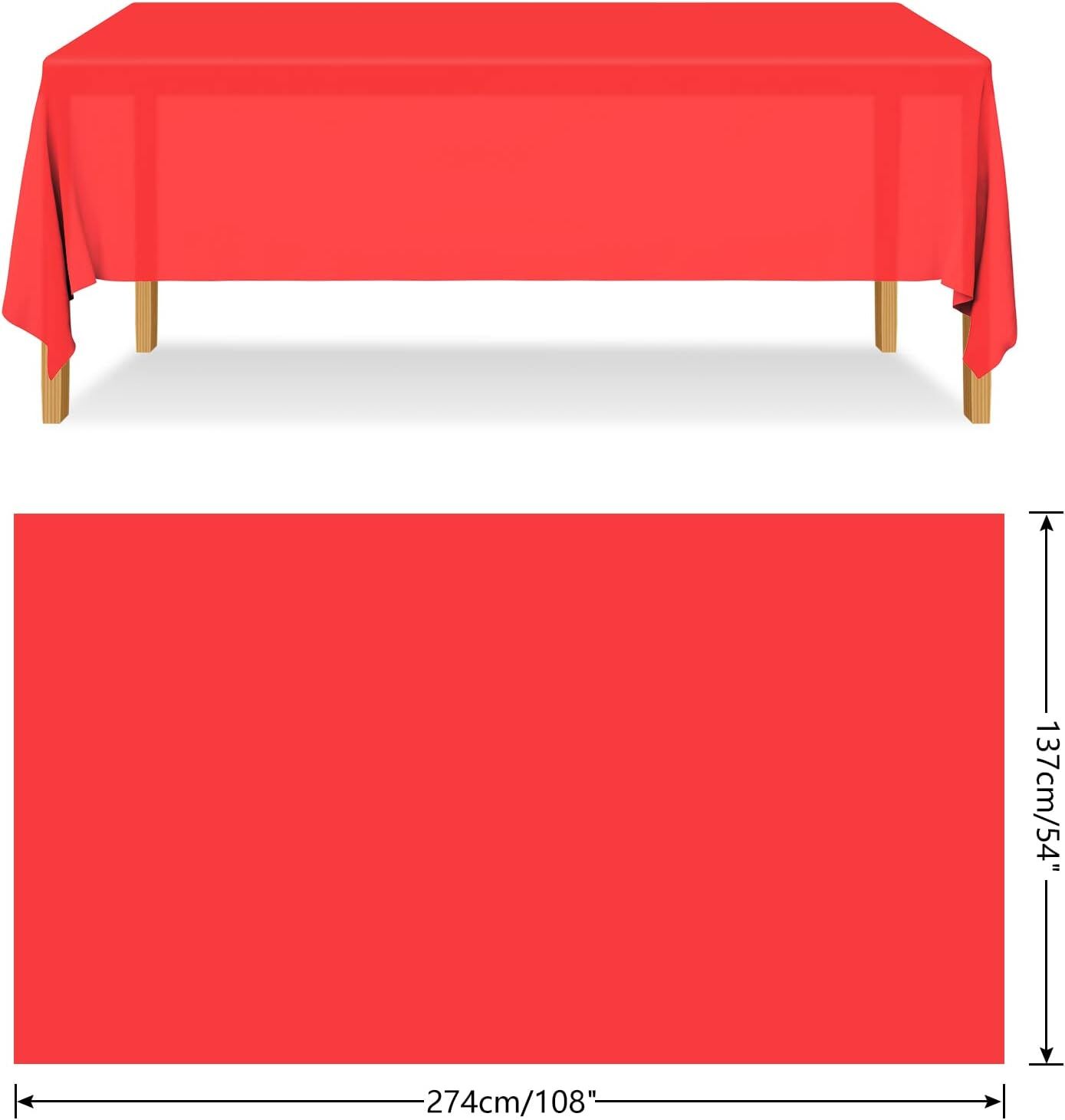 Table Cloth Cover Reusable & Washable Xmas Party 137cm x 274cm (54"x108") in Red