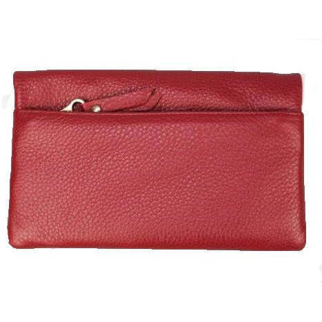 Pierre Cardin Ladies Womens Genuine Leather Bi-Fold RFID Purse Wallet - Red