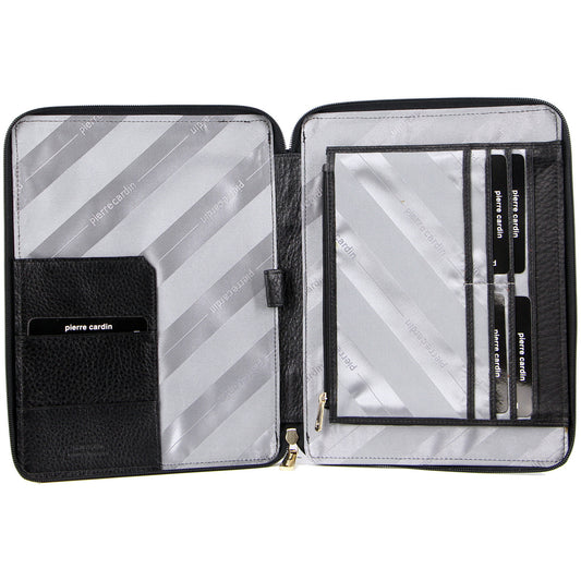 Pierre Cardin Unisex Document Folio for iPad Tablet Compendium Cover Case - Black