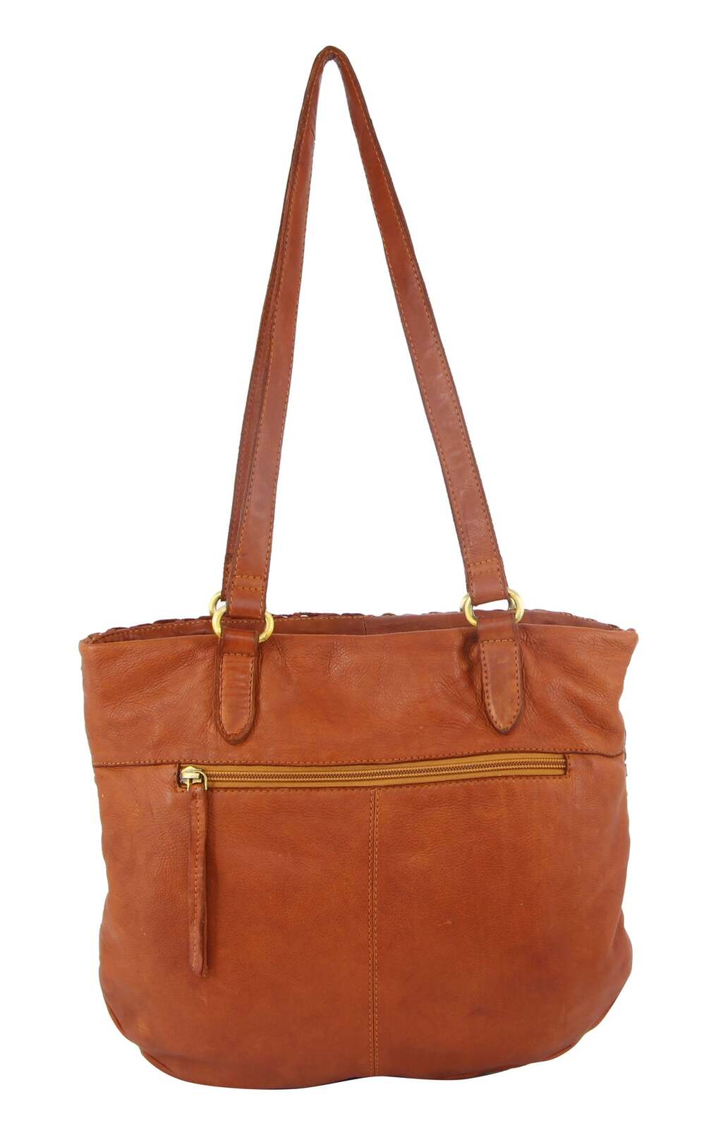 Pierre Cardin Woven Leather Ladies Shoulder Bag Travel Carry - Cognac