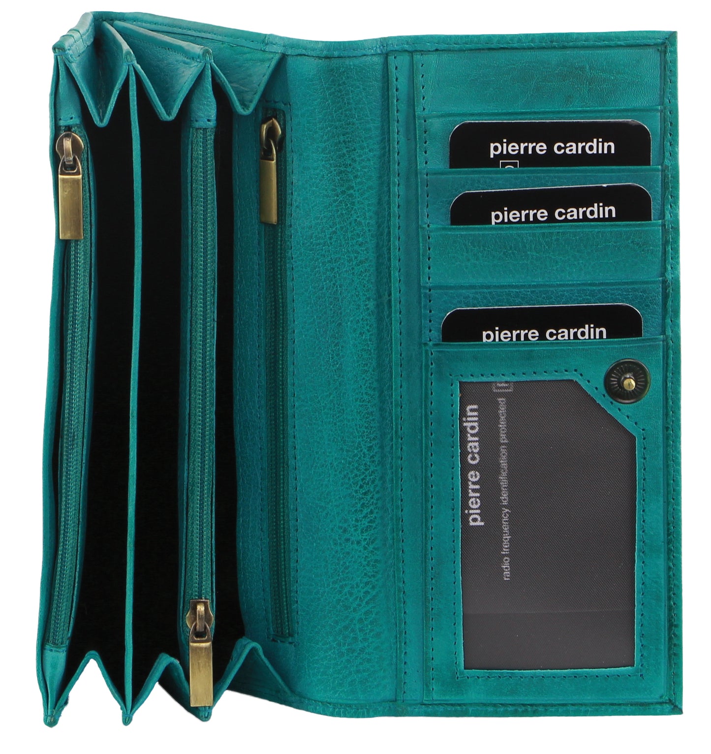 Pierre Cardin Womens Soft Italian Leather RFID Purse Wallet - Turquoise