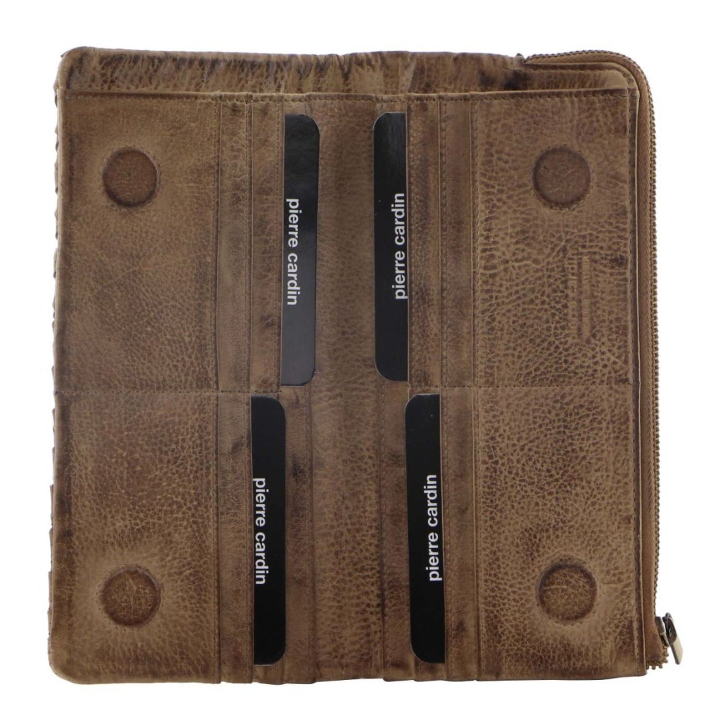 Pierre Cardin Womens Soft Rustic Leather Wallet Coin RFID Purse - Latte