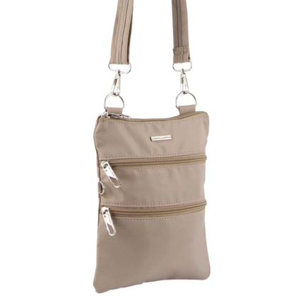 Pierre Cardin Anti-Theft RFID Ladies Cross Body Bag Slash Proof Crossbody Women - Taupe