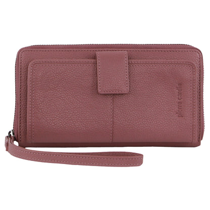 Pierre Cardin Womens Leather Zip Around Wallet w/ Wristlet in Rose