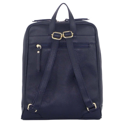 Pierre Cardin Rustic Womens Leather Backpack Bag Handbag Back Pack Travel  - Navy