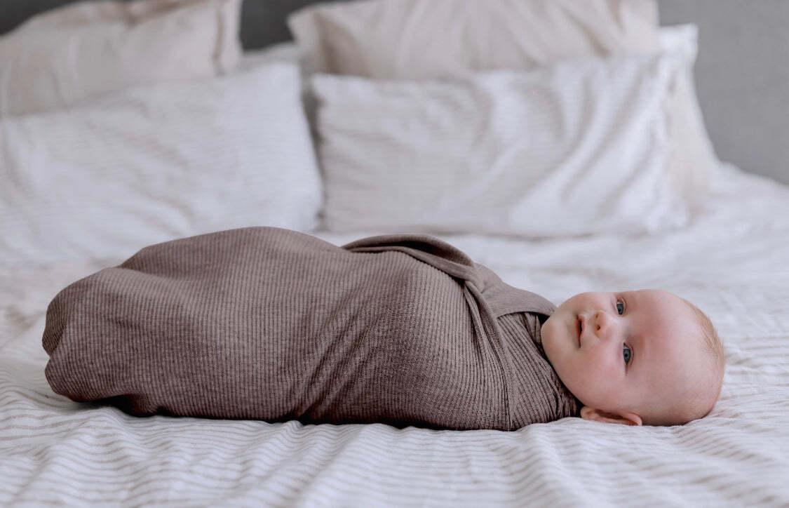 Ponchik Babies + Kids - Ribbed Swaddle Jersey Wrap - Carmel