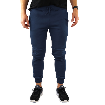 Mens Skinny Track Pants Joggers Trousers Gym Casual Sweat Cuffed Slim Trackies Fleece - Navy - XXL