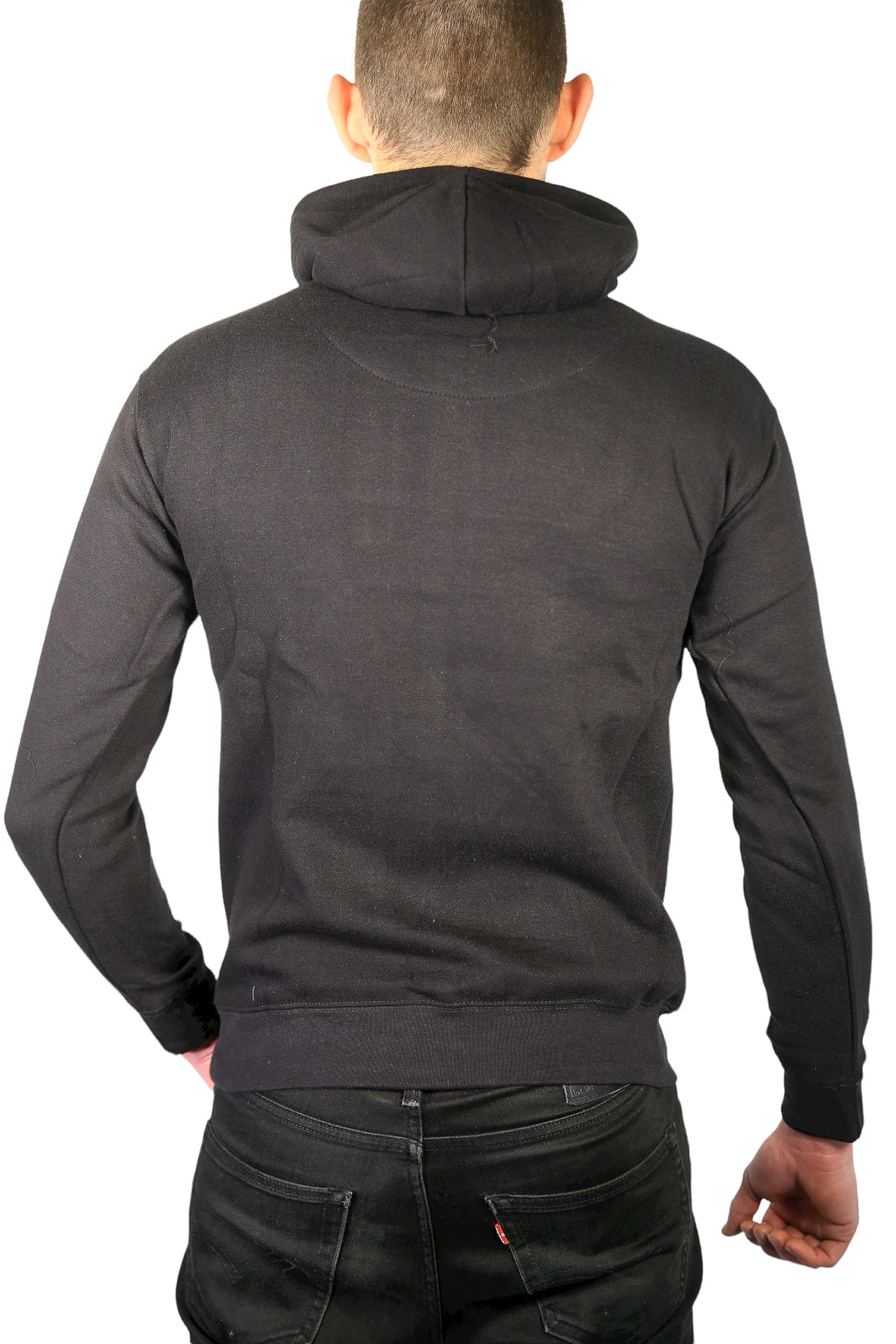 Adult Mens 100% Cotton Fleece Hoodie Jumper Pullover Sweater Warm Sweatshirt - Black - M