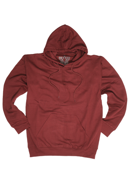 Adult Mens 100% Cotton Fleece Hoodie Jumper Pullover Sweater Warm Sweatshirt - Maroon/Burgundy - XL