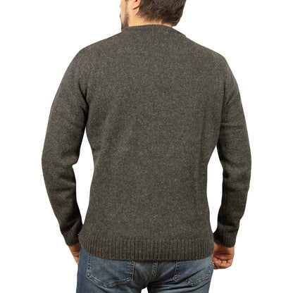 100% SHETLAND WOOL CREW Round Neck Knit JUMPER Pullover Mens Sweater Knitted - Charcoal (29) - XL