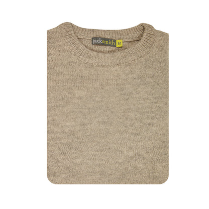 100% SHETLAND WOOL CREW Round Neck Knit JUMPER Pullover Mens Sweater Knitted - Beige (03) - L