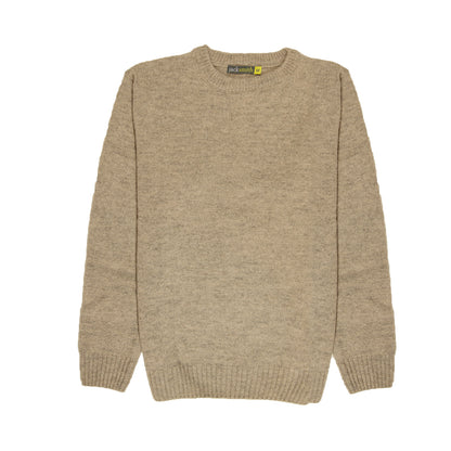 100% SHETLAND WOOL CREW Round Neck Knit JUMPER Pullover Mens Sweater Knitted - Beige (03) - XXL