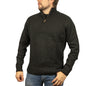 100% SHETLAND WOOL Half Zip Up Knit JUMPER Pullover Mens Sweater Knitted - Plain Black - M