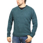 100% Shetland Wool V Neck Knit Jumper Pullover Mens Sweater Knitted - Sherwood (32) - 3XL