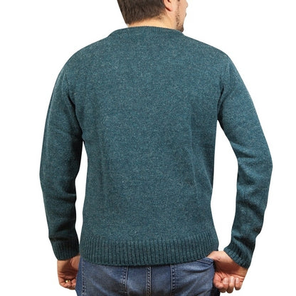 100% Shetland Wool V Neck Knit Jumper Pullover Mens Sweater Knitted - Sherwood (32) - 4XL