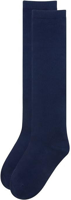 1x Pair School Uniform Knee High Socks Cotton Rich Girls Boys Kids - Navy - 2-8 (10-12 Years Old)