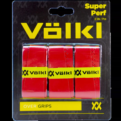 Volkl Super Perf Over Grip Overgrip Tennis Squash Badminton - 3 Pack - Red