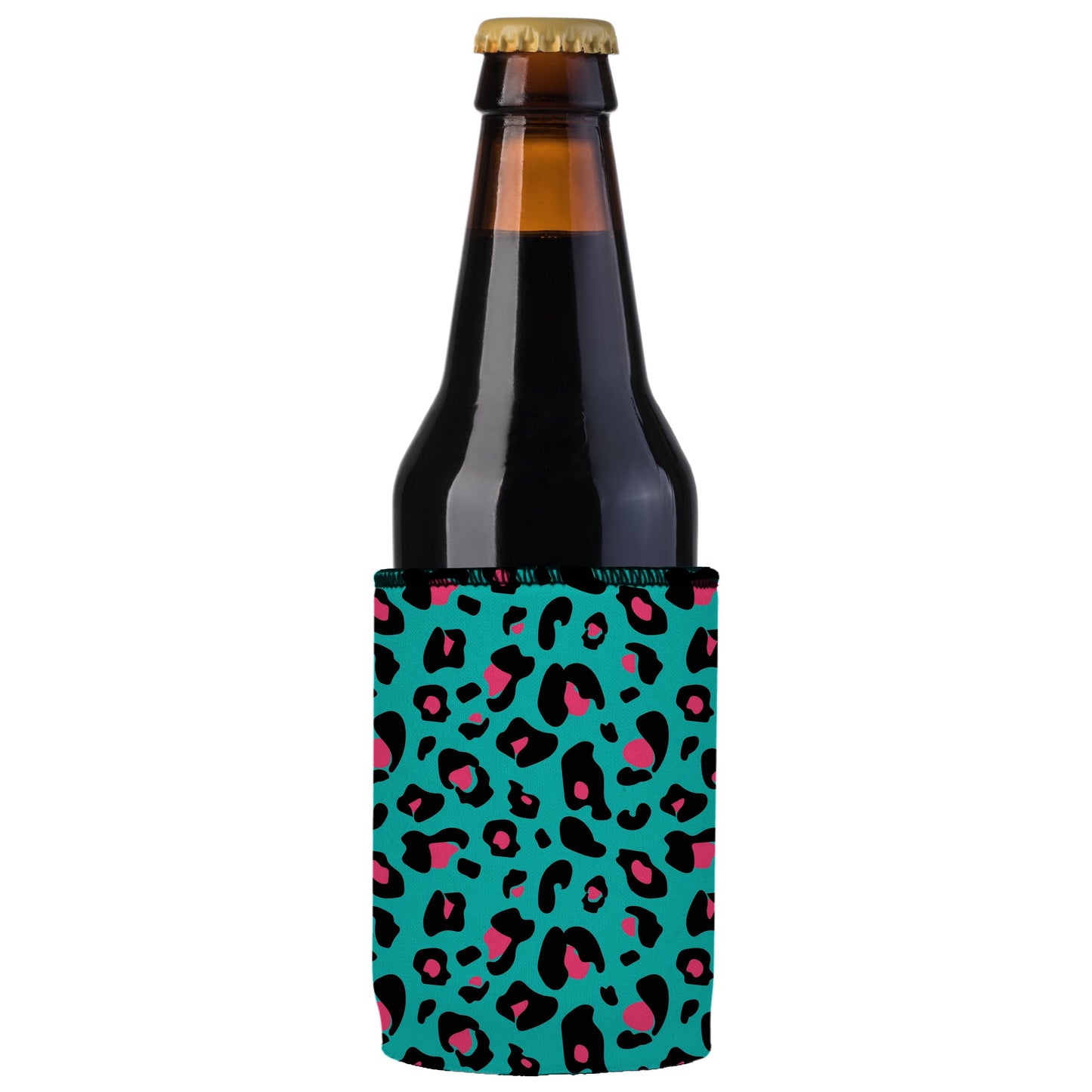 Teal Leopard Pattern Stubby Cooler 2-Pack - Standard