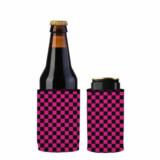 Pink Checkerboard Stubby Cooler 2-Pack - Standard