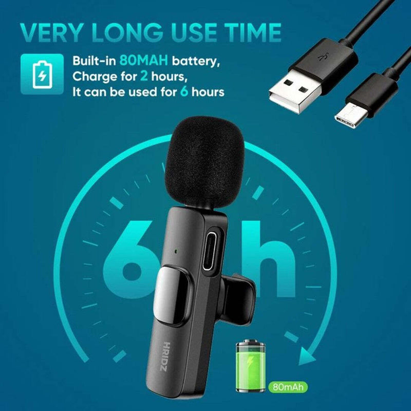 Hridz HZ9 Wireless Rechargeable 1 in 1 Microphone For fast connection Port Devices Recording Interview