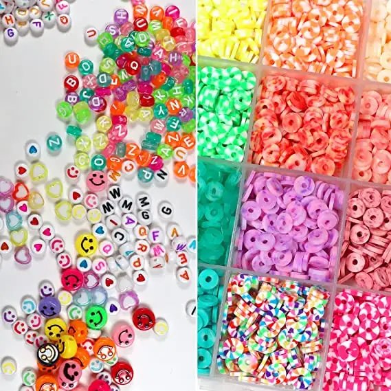 13200PCS 84 Colours Flat Round Polymer Clay Beads Kit Heishi Alphabet Letter Beads for Jewellery Bracelet Necklace Making