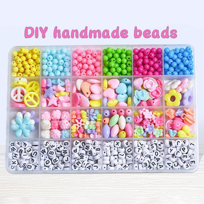 950pcs 24Grid Cute Candy Colors Acrylic Beads with Alphabet Beads For DIY Jewelry Making Kit