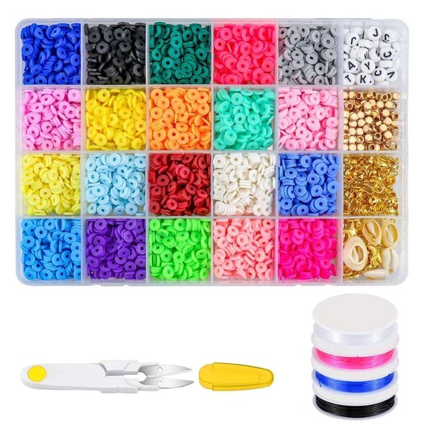 4000pcs 20 Colors Clay Bead DIY Jewelry Making Kit 6mm Flat Round Polymer Clay Ceramic Beads