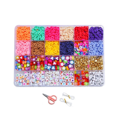 12 Colors 4000pcs DIY Ceramic Loose Bead Set 6mm Flat Round Polymer Clay Beads Jewelry Making Kit