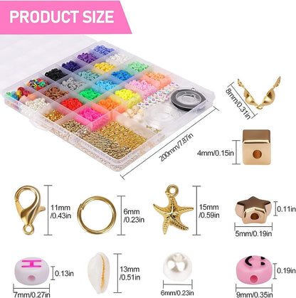 20 Colours 5300pcs Clay Heishi Beads Jewellery Making Kit Smiley Face Clay Flat Beads