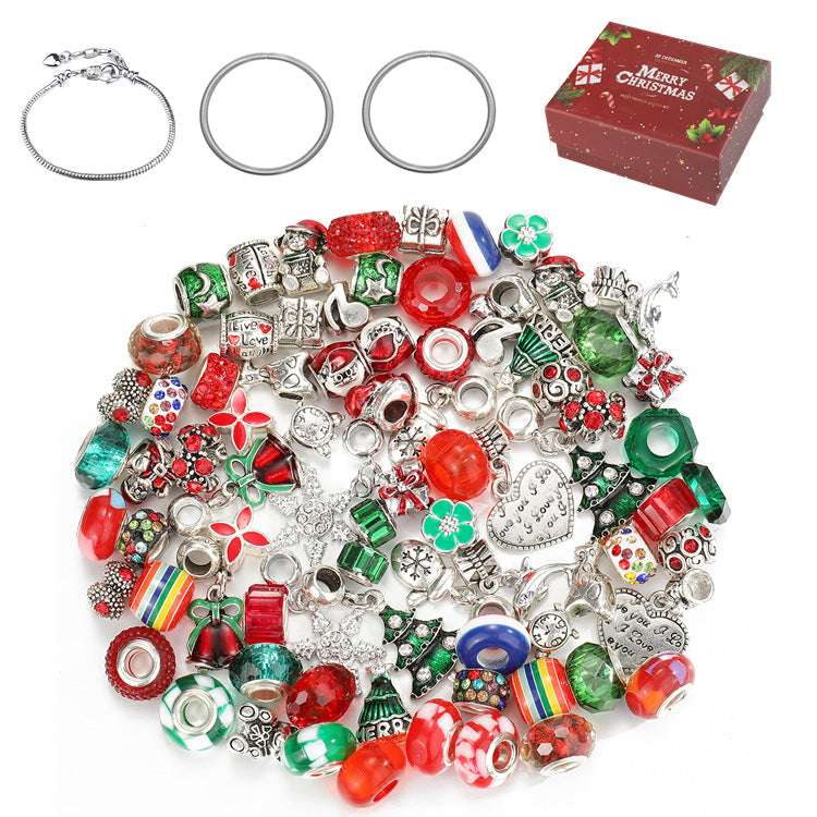 TheliCraft 63pcs Christmas DIY Bracelets Jewelry Kit Kids Gift Charm Crystal Pendant Seed Beads For Bracelet Making