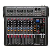 Hridz CT-80S 8-Channel Audio Mixer with Bluetooth & 48V Phantom Power