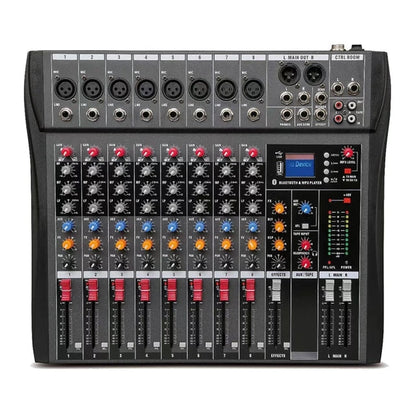 Hridz CT-80S 8-Channel Audio Mixer with Bluetooth & 48V Phantom Power