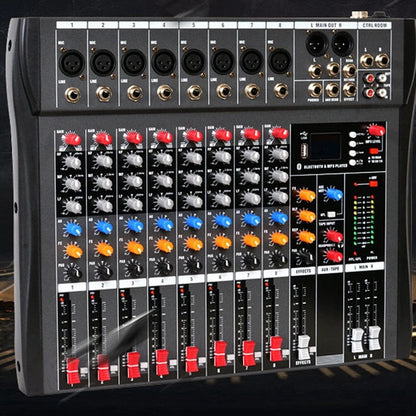 Hridz CT-80S 8-Channel Audio Mixer with Bluetooth & 48V Phantom Power