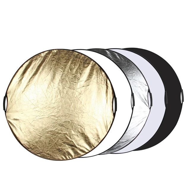 Hridz 110cm 5in1 portable light reflectors with Grip Translucent, Silver, Gold, White, and Black