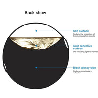 Hridz 110cm 5in1 portable light reflectors with Grip Translucent, Silver, Gold, White, and Black