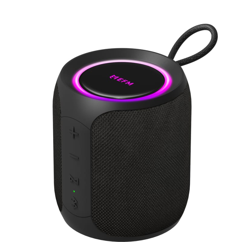 EFM Austin Mini Bluetooth Speaker with LED Colour Glow - Charcoal Black