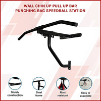 Wall Chin Up & Pull Up Bar with Punching Bag and Speedball Station Combo