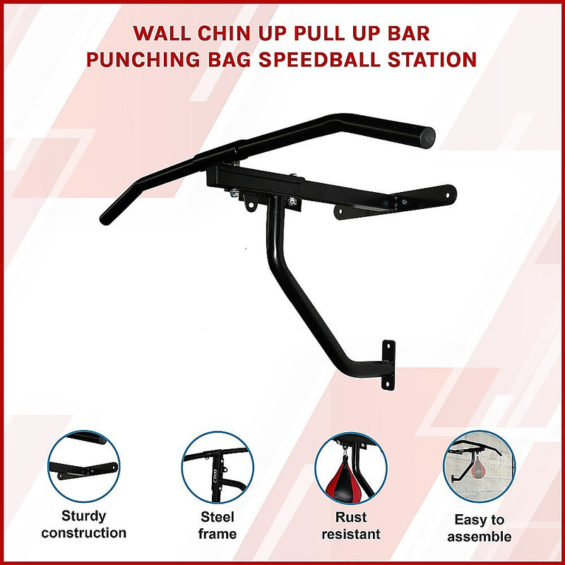 Wall Chin Up & Pull Up Bar with Punching Bag and Speedball Station Combo