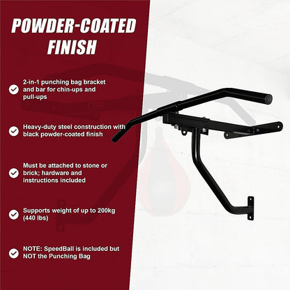 Wall Chin Up & Pull Up Bar with Punching Bag and Speedball Station Combo