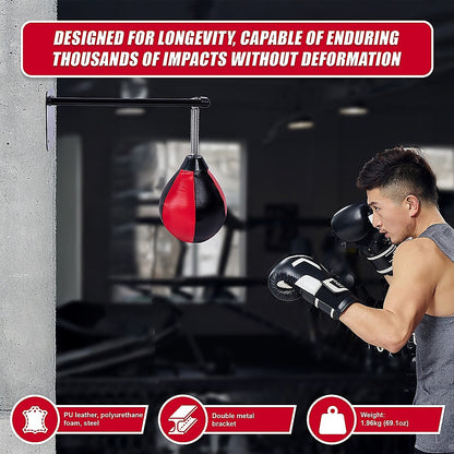 Wall Hanging Boxing Punching Bag Speed Training Stress Relief Kit with Wall Mount Bracket