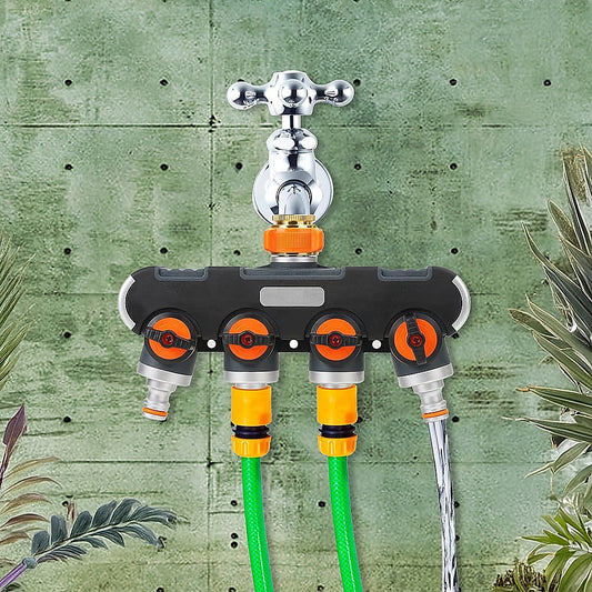 4 Way Hose Splitter Tap Garden Water Irrigation Distributor Valve