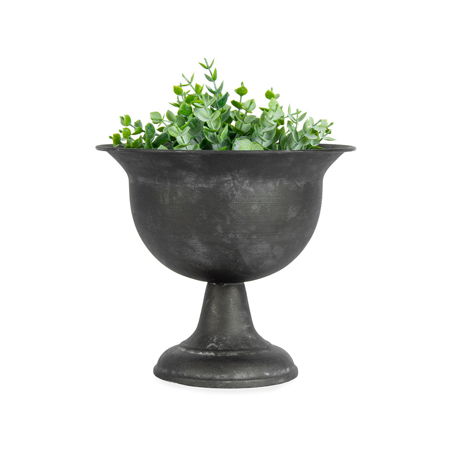 Baroque Brushed Black Footed Urn 20x18cm