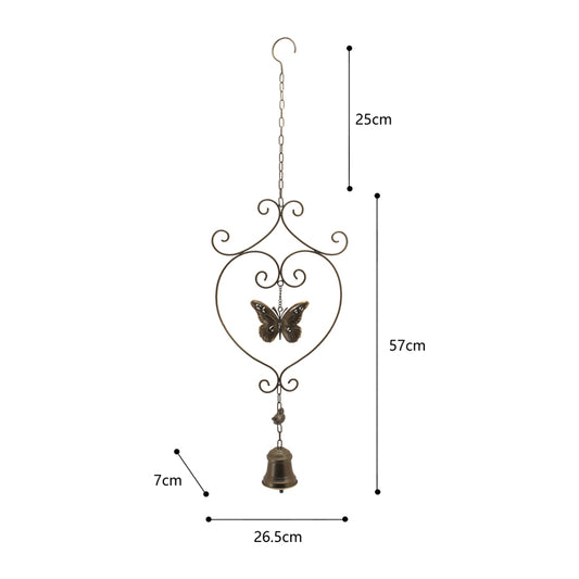 Hanging Butterfly w Bird + Bell 89cm