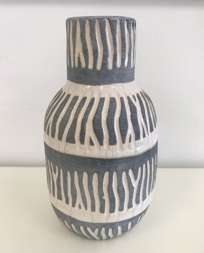 Cream & Grey Ceramic Vase 22cm