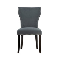 Set 2 Studded Grey Velvet Look Armless Dining Chairs 94cm