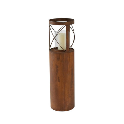 Rust Round Pillar Candle Holder 55cm