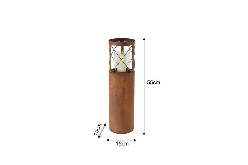 Rust Round Pillar Candle Holder 55cm