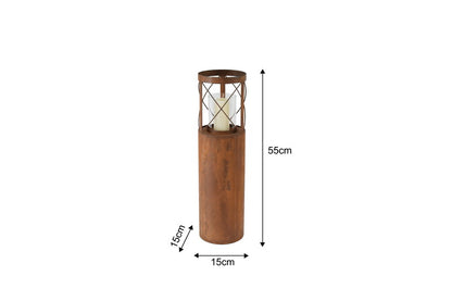 Rust Round Pillar Candle Holder 55cm